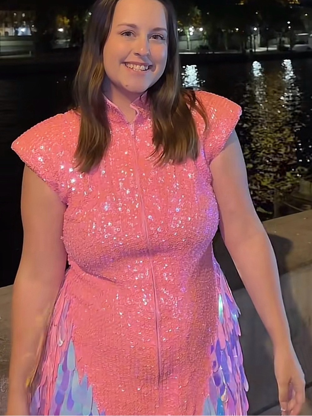 Heyami Electric Pink Disuko Sequin Dress